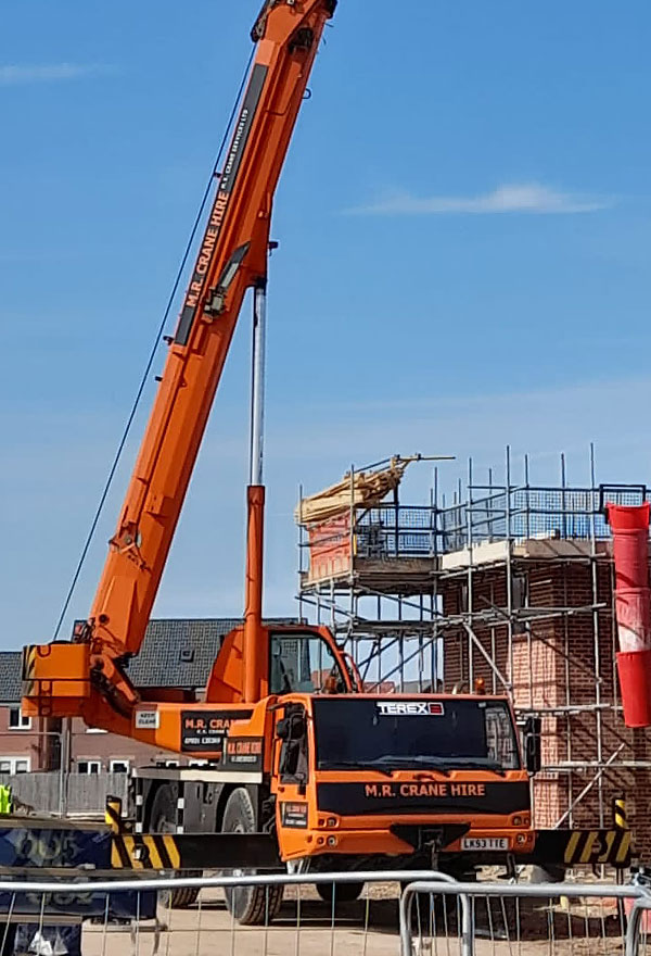 M.R. Crane Hire's Terex Crane on Building Site